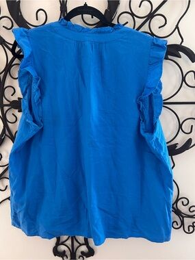 LOFT Electric Blue Ruffle Sleeve Blouse